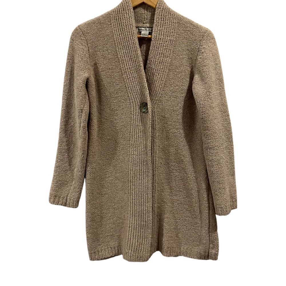 Cambridge Tan dry goods plush snap closure cardigan size Small - Picture 1 of 8
